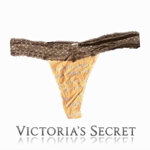 Victoria’s Secret Lace Waist Thong Panty Orange Zebra Print Size L
